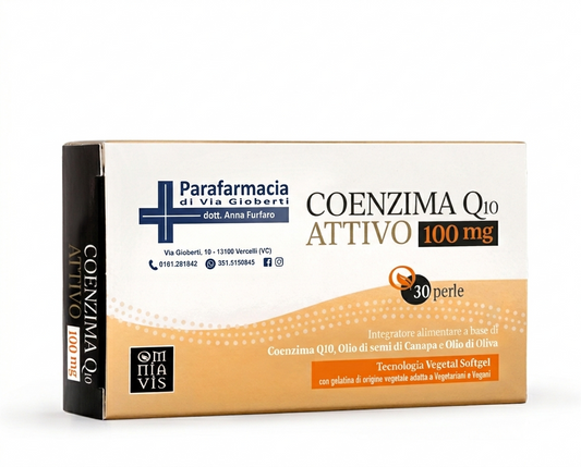 Coenzima Q10 Attivo 100mg - 30 Perle - Olio di Semi di Canapa e Oliva